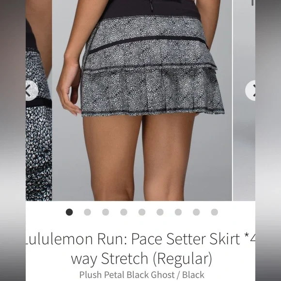 LuLulemon Pace Setter skirt:Plush petal black ghost - Picture 5 of 8
